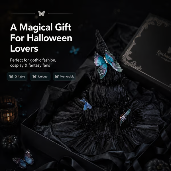 🖤 Gothic Butterfly Witch Hat