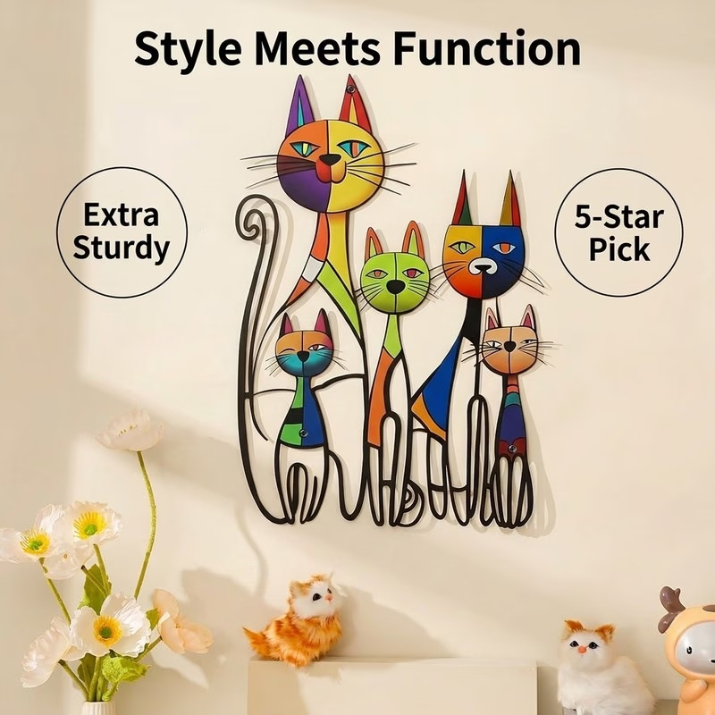 Colorful Dog Family Metal Wall Decor