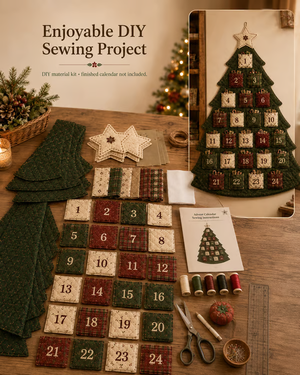 🔥HOT SALE🔥Last Day 49% OFF - 🎄✨DIY 24-Pocket Fabric Christmas Advent Tree Kit(📦 Buy 2 Free Shipping)