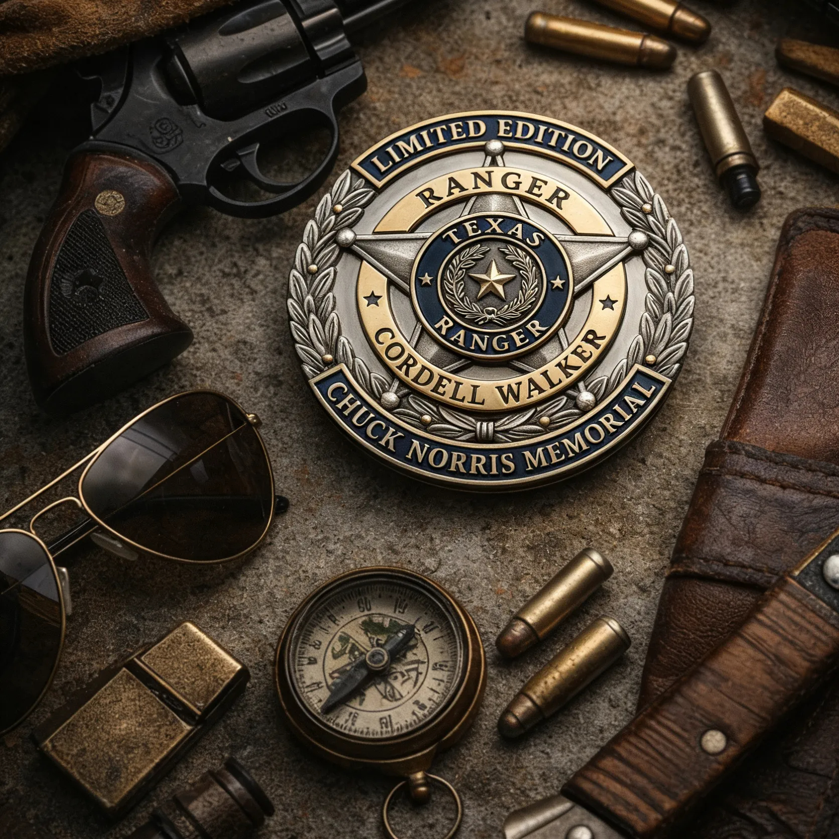 Chuck Norris Texas Ranger Cordell Walker Memorial Limited Edition Pin