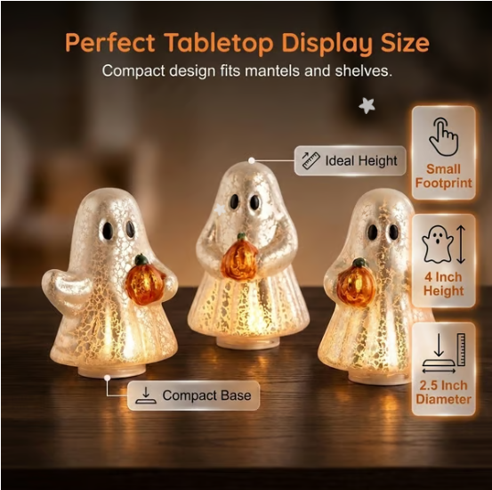 ⭐Light-Up Mercury Glass Ghost Figurines
