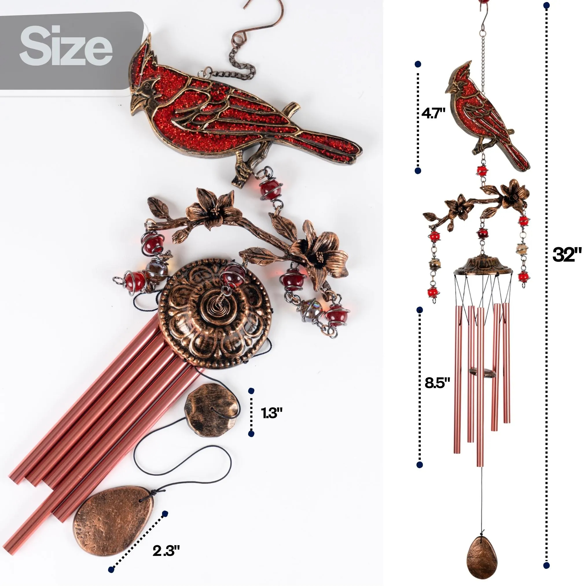 Cardinal Wind Chimes Gift for Mom 