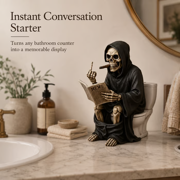 Middle Finger Grim Reaper Toilet Figurine💀🚽