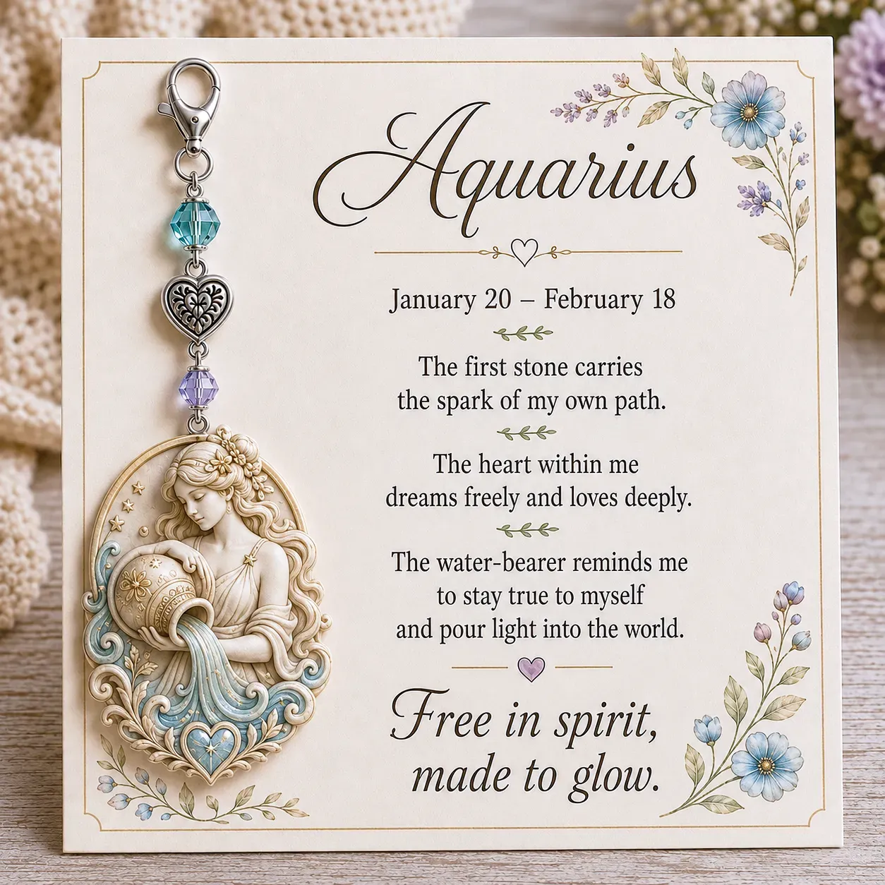 ⏳ Last Day 49% OFF 🌙12 Zodiac Birthstone Charm Keepsake Card Collection 
