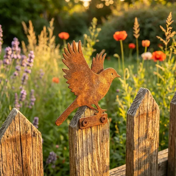 🐦 5-Piece Lifelike Rusty Metal Bird Silhouettes Garden Art