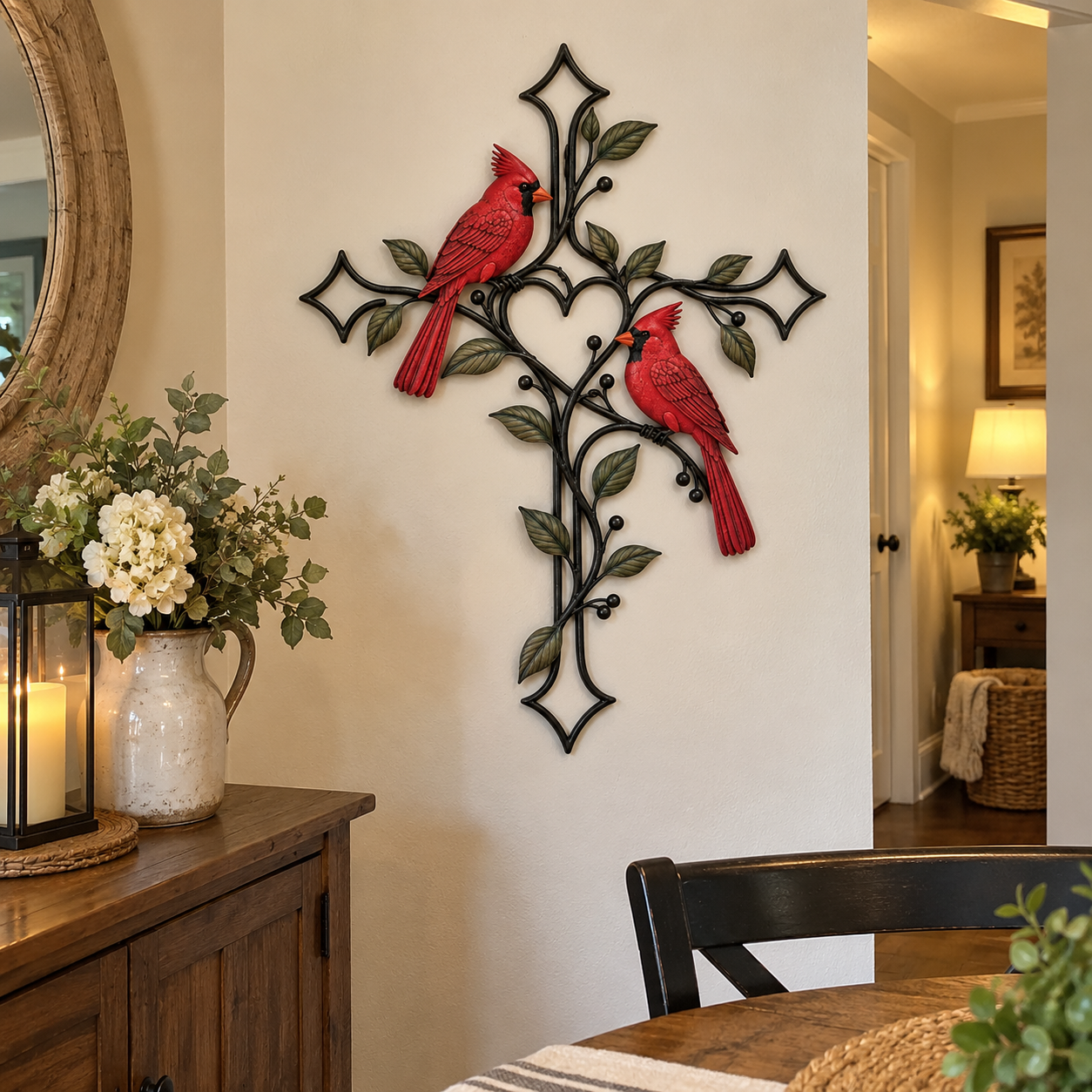 Cardinal Cross displayed on dining room wall