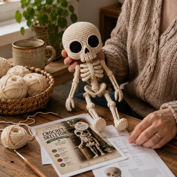 Little Skeleton Amigurumi Crochet - Halloween, 30cm