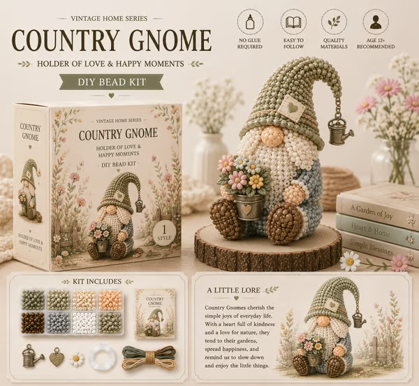 🔥 💕Cozy Gnome DIY Bead Kit Collection– Collect All 12 Gnome