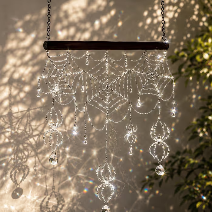 🕷️ Handmade 3D Crystal Spiderweb Suncatcher  Ready-to-Hang Window Decor