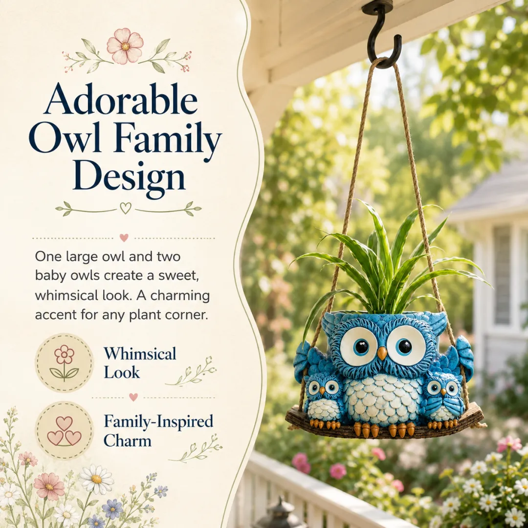 Owl Family Hanging Planter