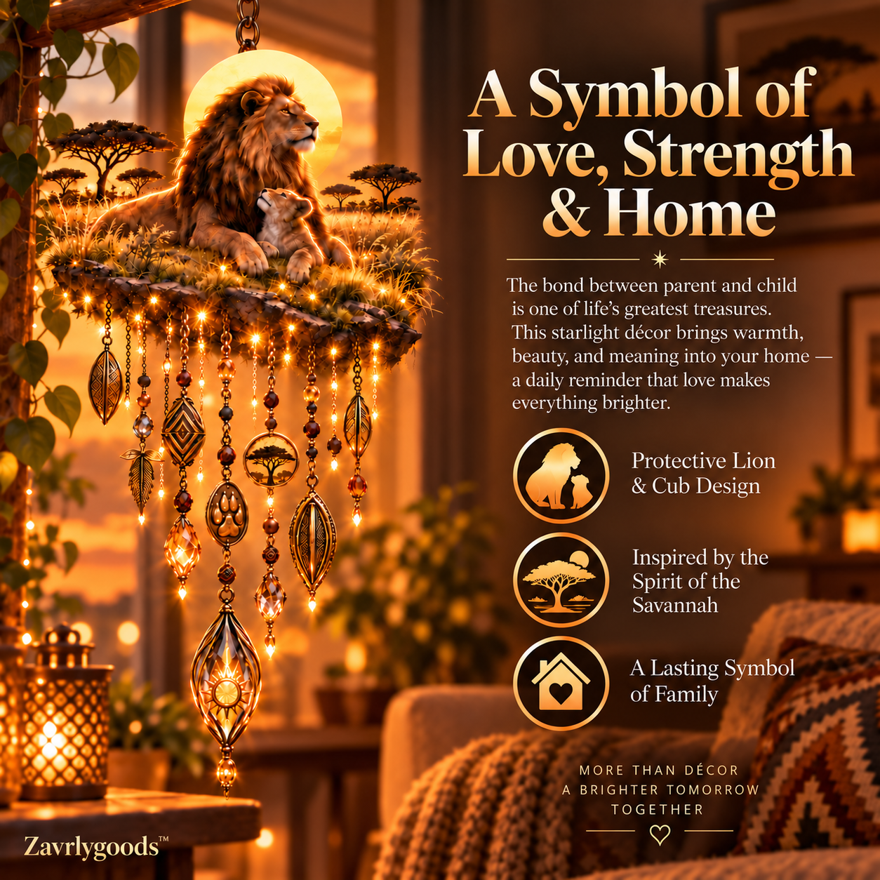 Lion and cub family wall decor symbolizing love strength and home