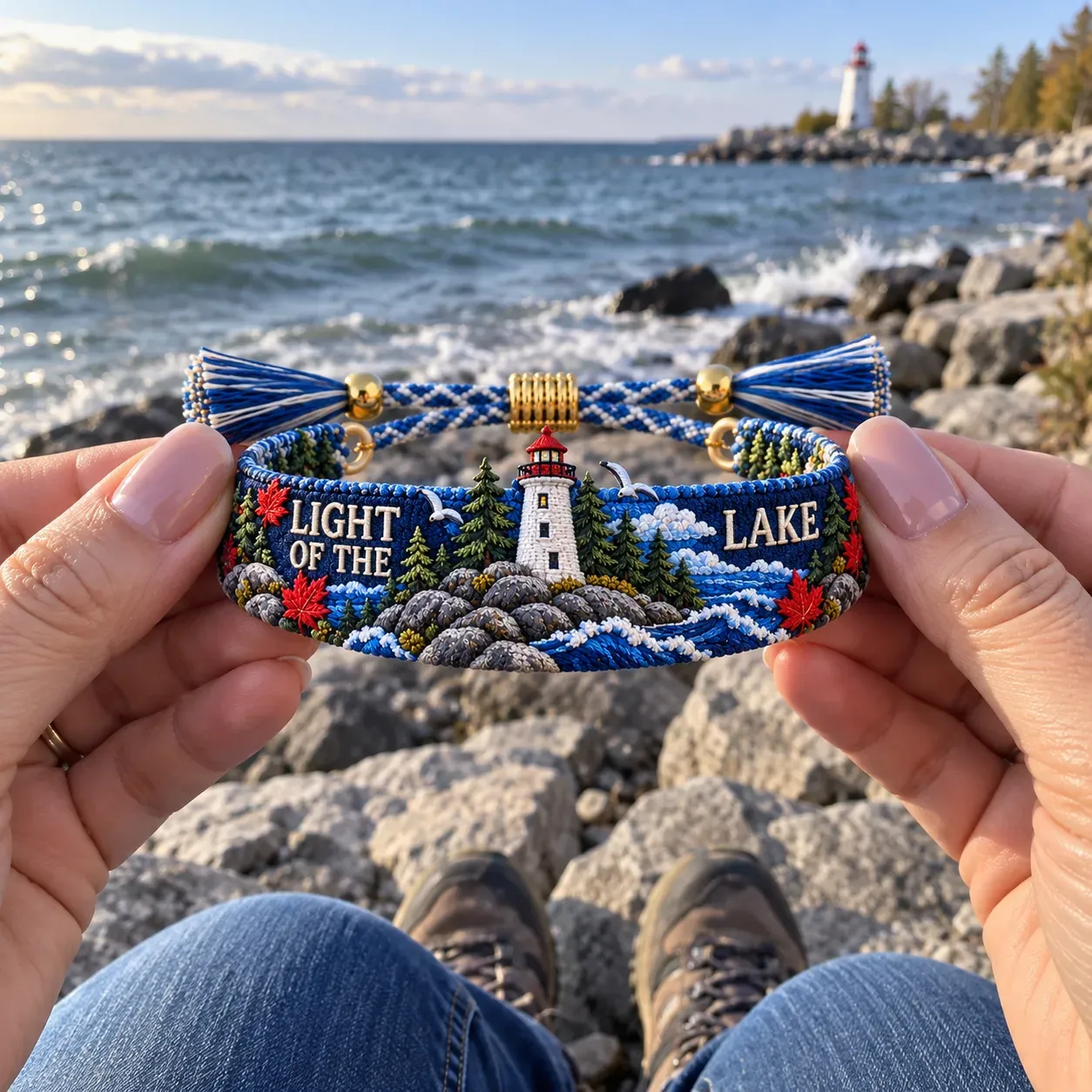 🌊 Lake Ontario Forever Embroidered Bracelet |Meaningful Message & Gift-Ready Keepsake Box 🍁