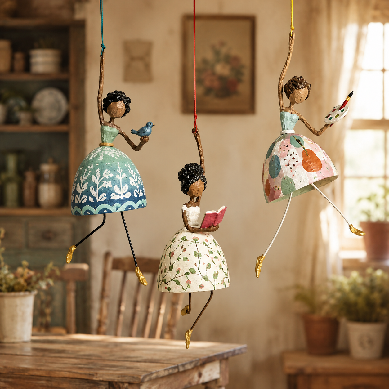 Vintage Whimsical Dancing Lady Hanging Decor