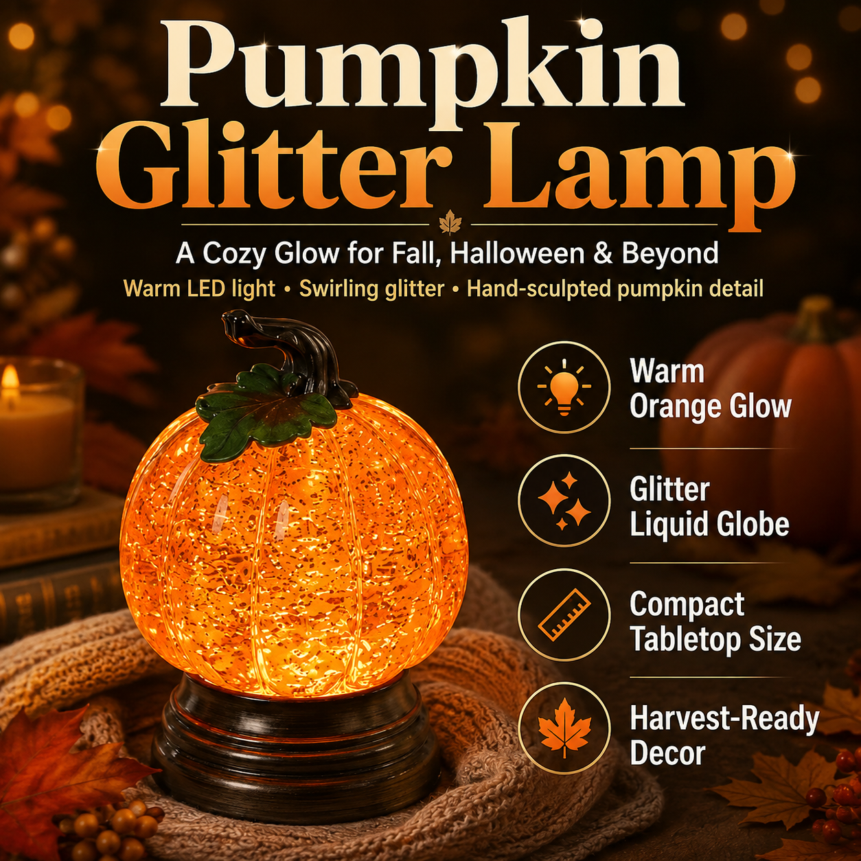✨ EARLY HALLOWEEN 50% OFF 🎃Glitter Lighted Pumpkin Snow Globe