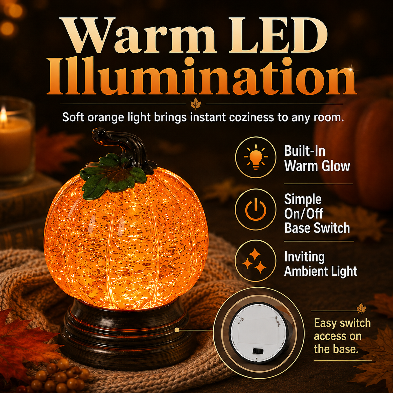 ✨ EARLY HALLOWEEN 50% OFF 🎃Glitter Lighted Pumpkin Snow Globe