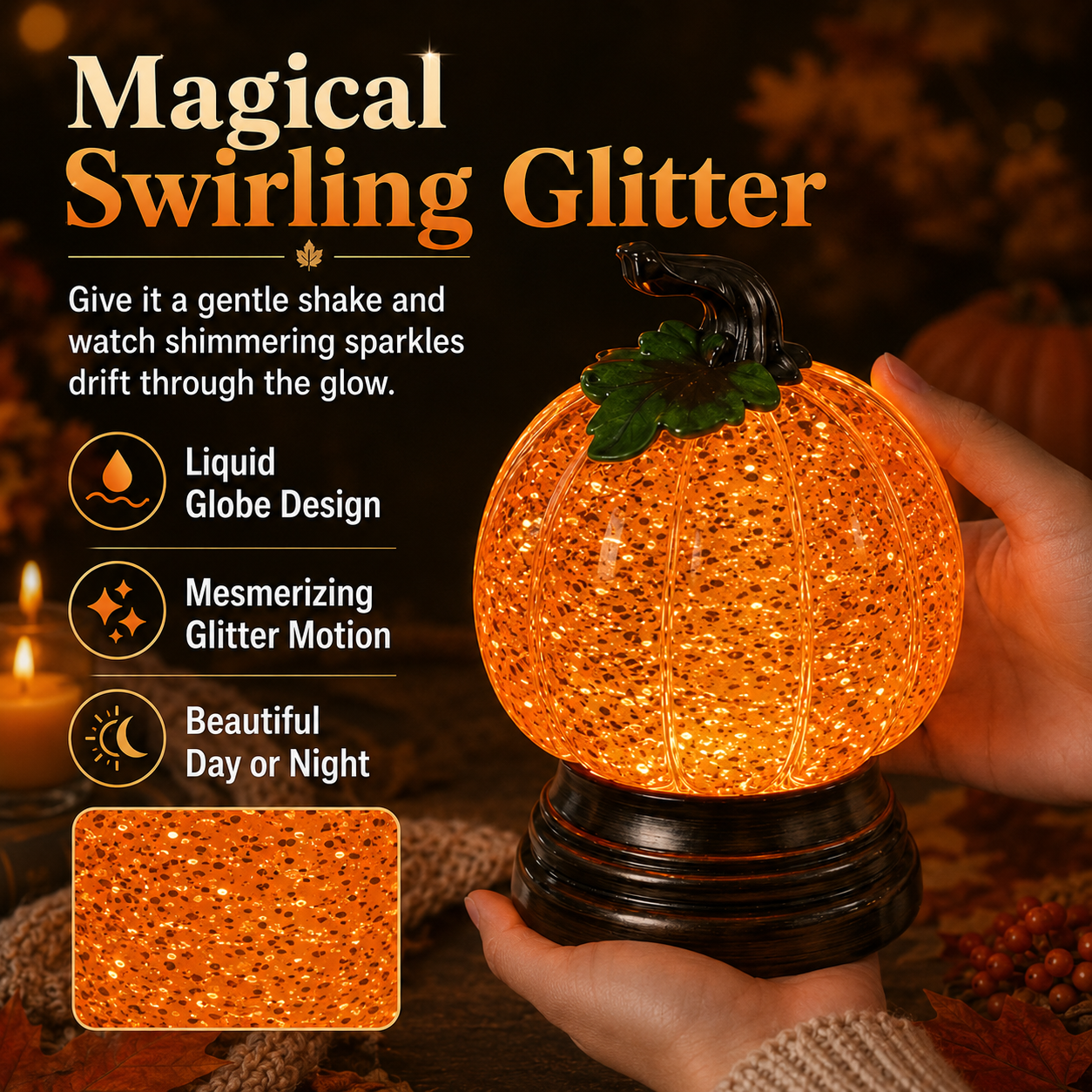 ✨ EARLY HALLOWEEN 50% OFF 🎃Glitter Lighted Pumpkin Snow Globe