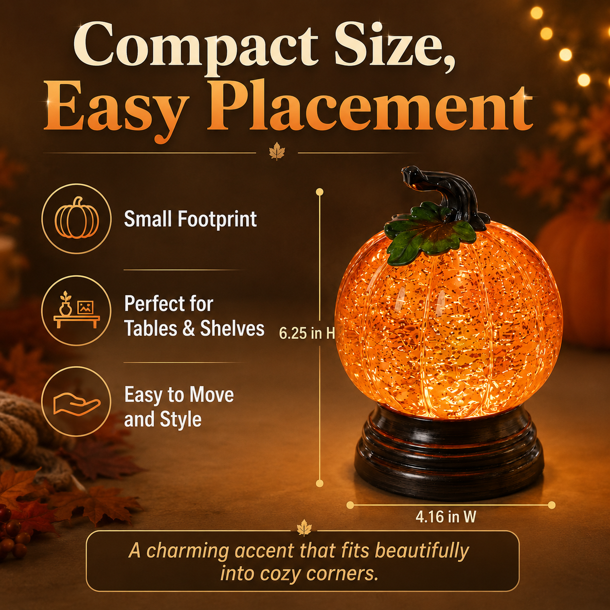 ✨ EARLY HALLOWEEN 50% OFF 🎃Glitter Lighted Pumpkin Snow Globe