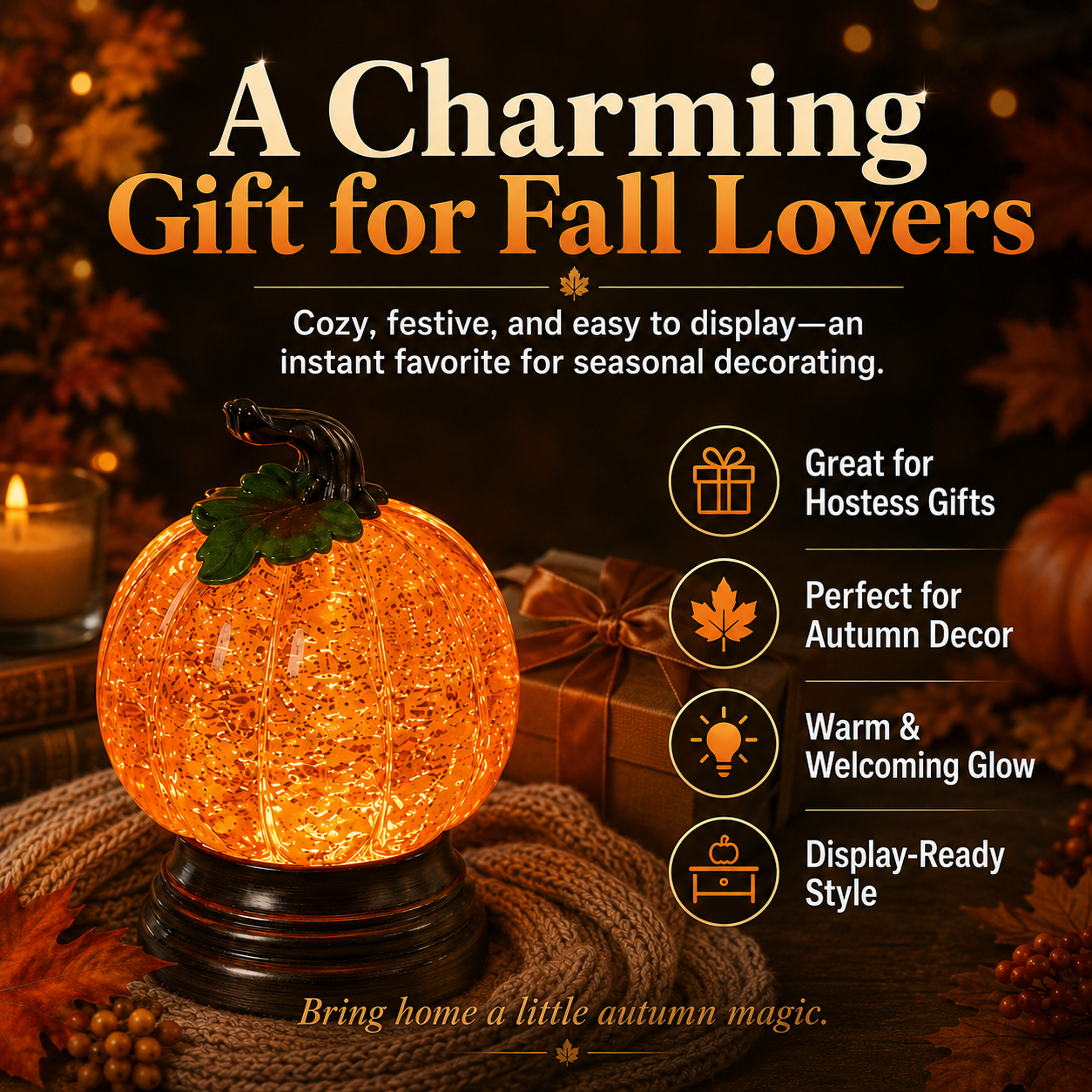 ✨ EARLY HALLOWEEN 50% OFF 🎃Glitter Lighted Pumpkin Snow Globe