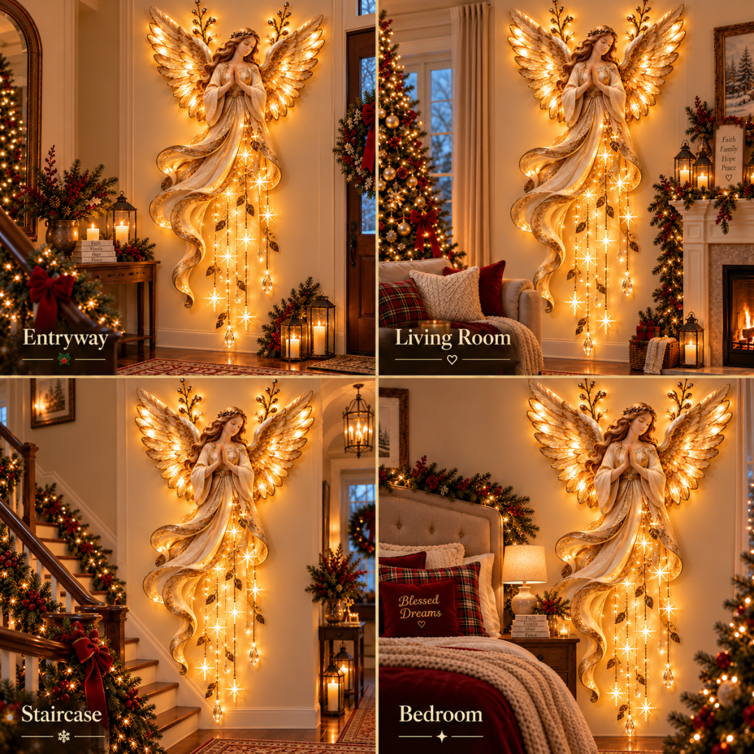 Guardian angel wall decor styled as a meaningful Christmas home gift