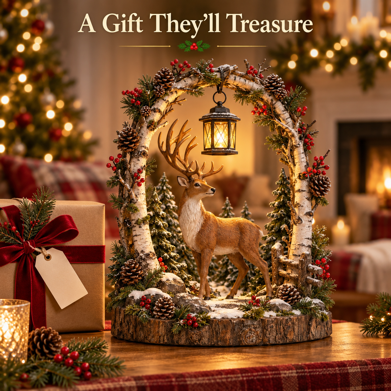 Woodland Reindeer Lantern presented as a thoughtful Christmas gift