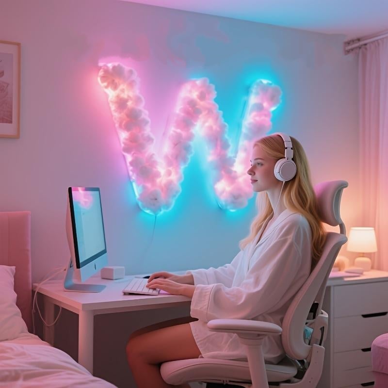🎅Christmas Sale🎅Cloud Shape LED Night Light, USB Powered 3D Cloud Lamp Kit, Multi-Color Atmosphere Lighting for Bedroom & Gaming Room Decor