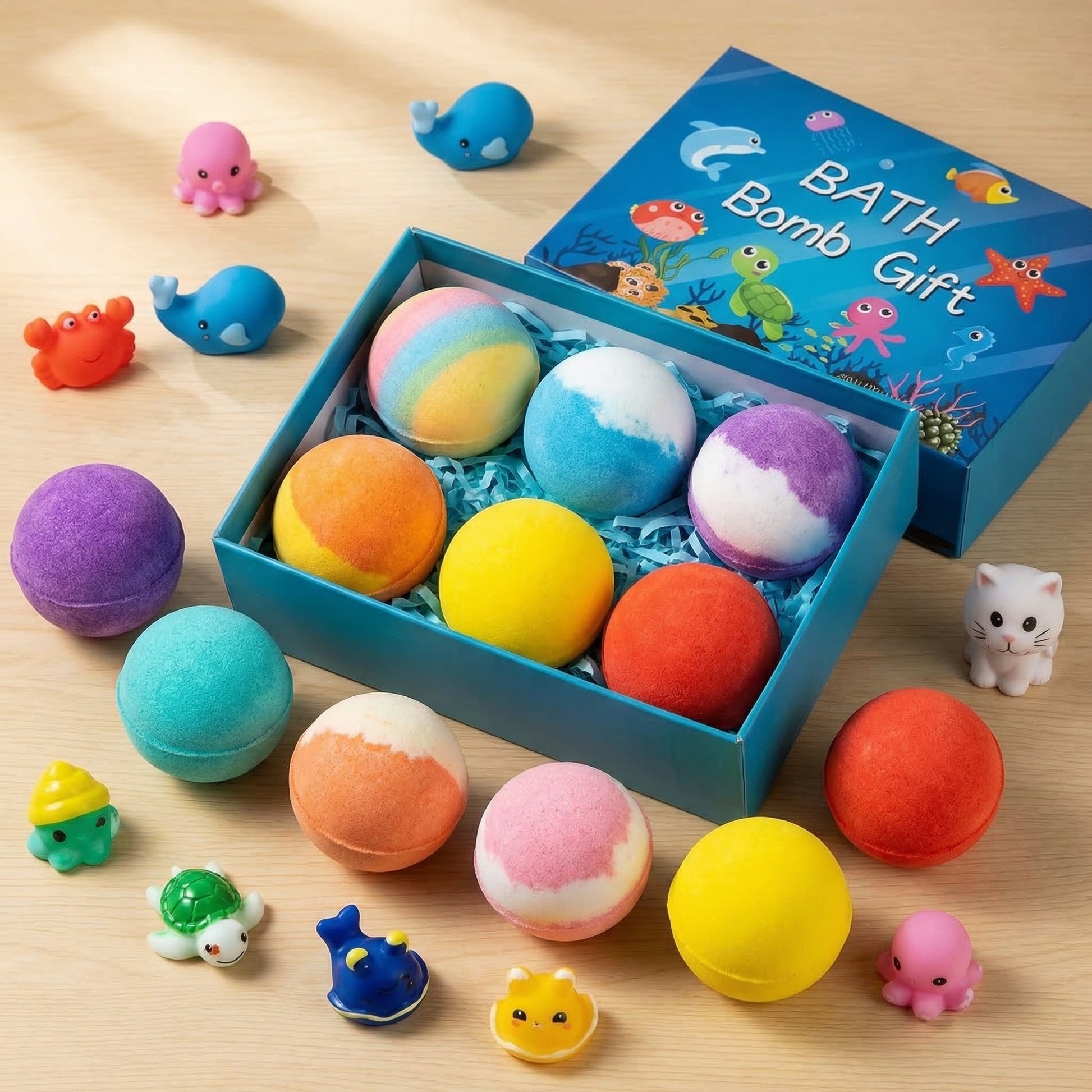 ✨Kids Bath Bombs Gentle Bubble Bath Essential Oil Fizzy Spa Balls with Surprise Toys🛁