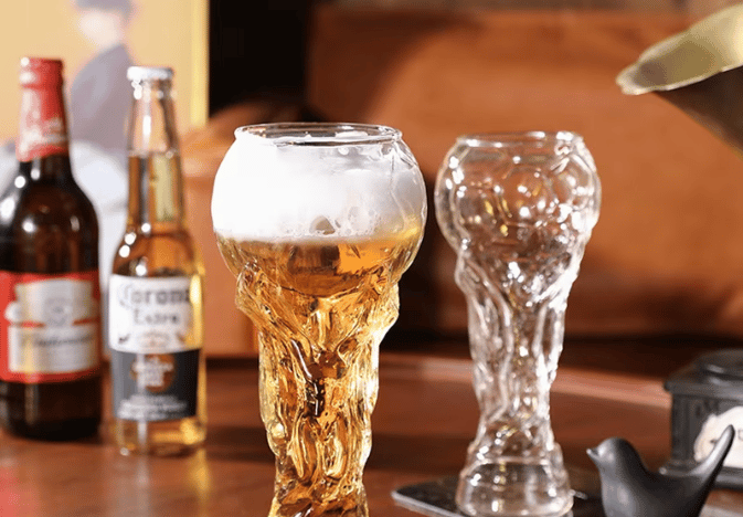 Soccer Trophy Style Beer Glass