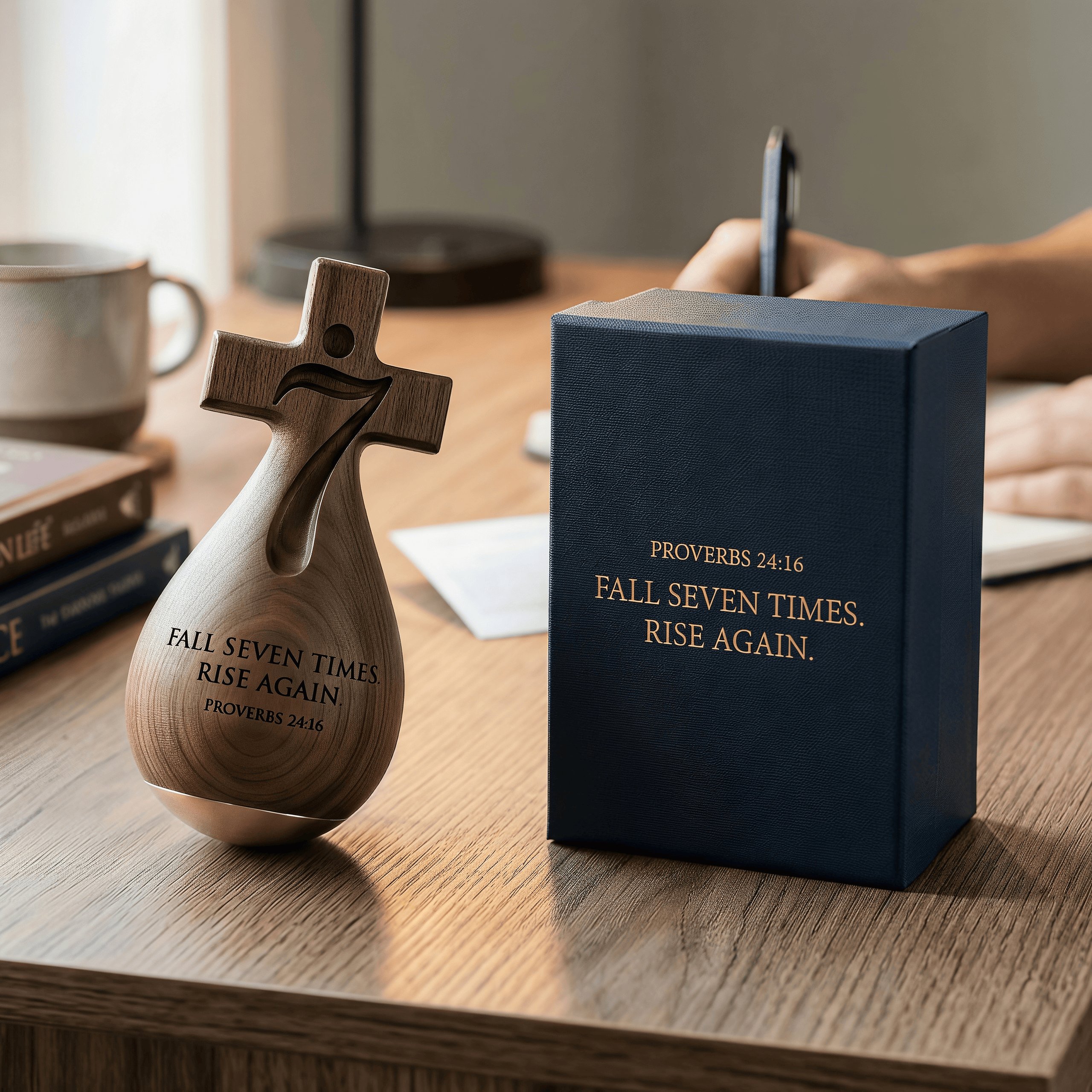 ✨Proverbs 24:16 – Solid Wood Faithful Roly-Poly Ornament