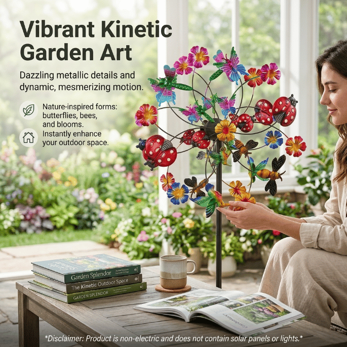 ☀️🌀Outdoors Wind Spinners with Decorative Flowers🌸(Includes bracket)87cm