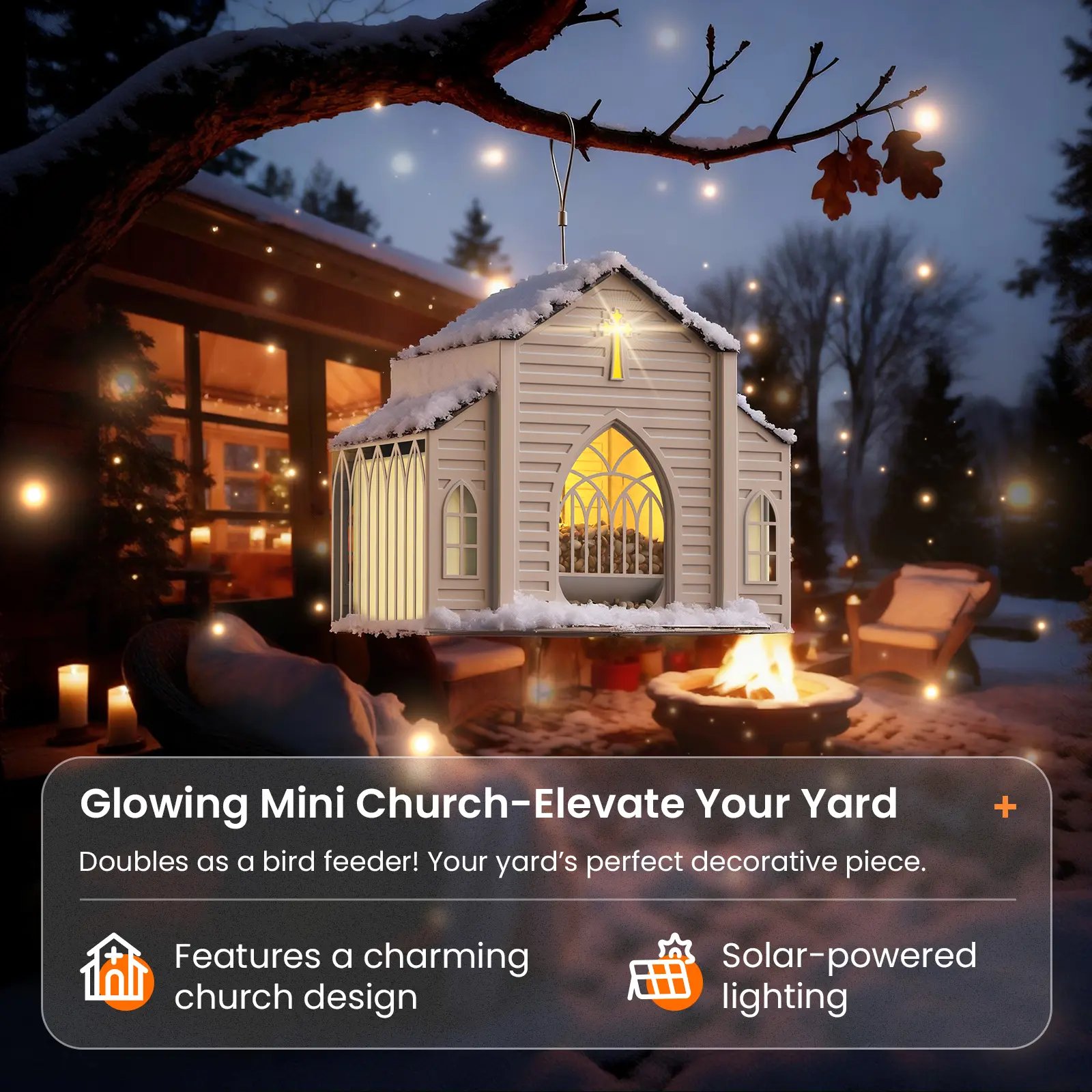 🔥Limited-time discount of 49%🔥Church-Shaped Metal Bird Feeder — With Solar Light🐦