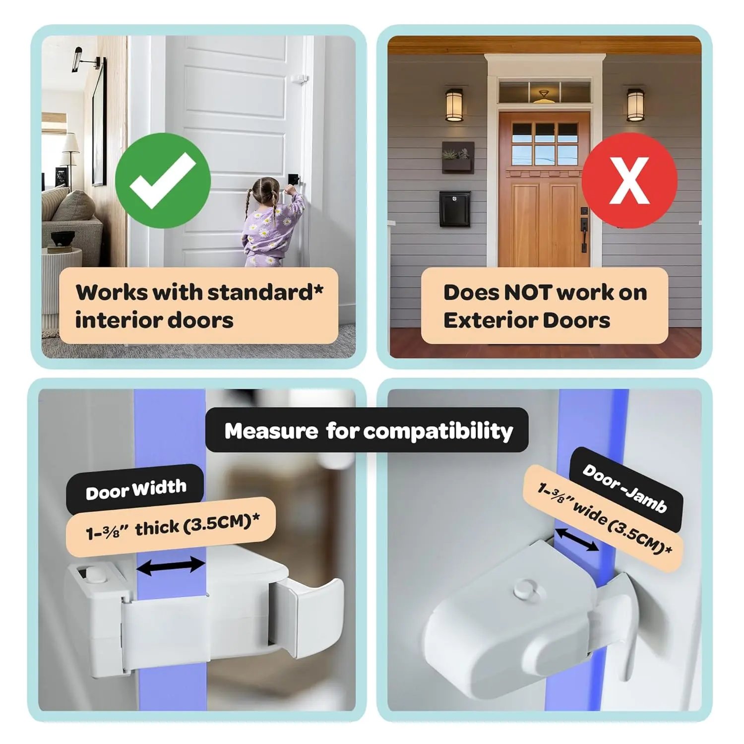 The Snap-On Door Lock Kids Can't Reach or Defeat - No Tools or Adhesives Required