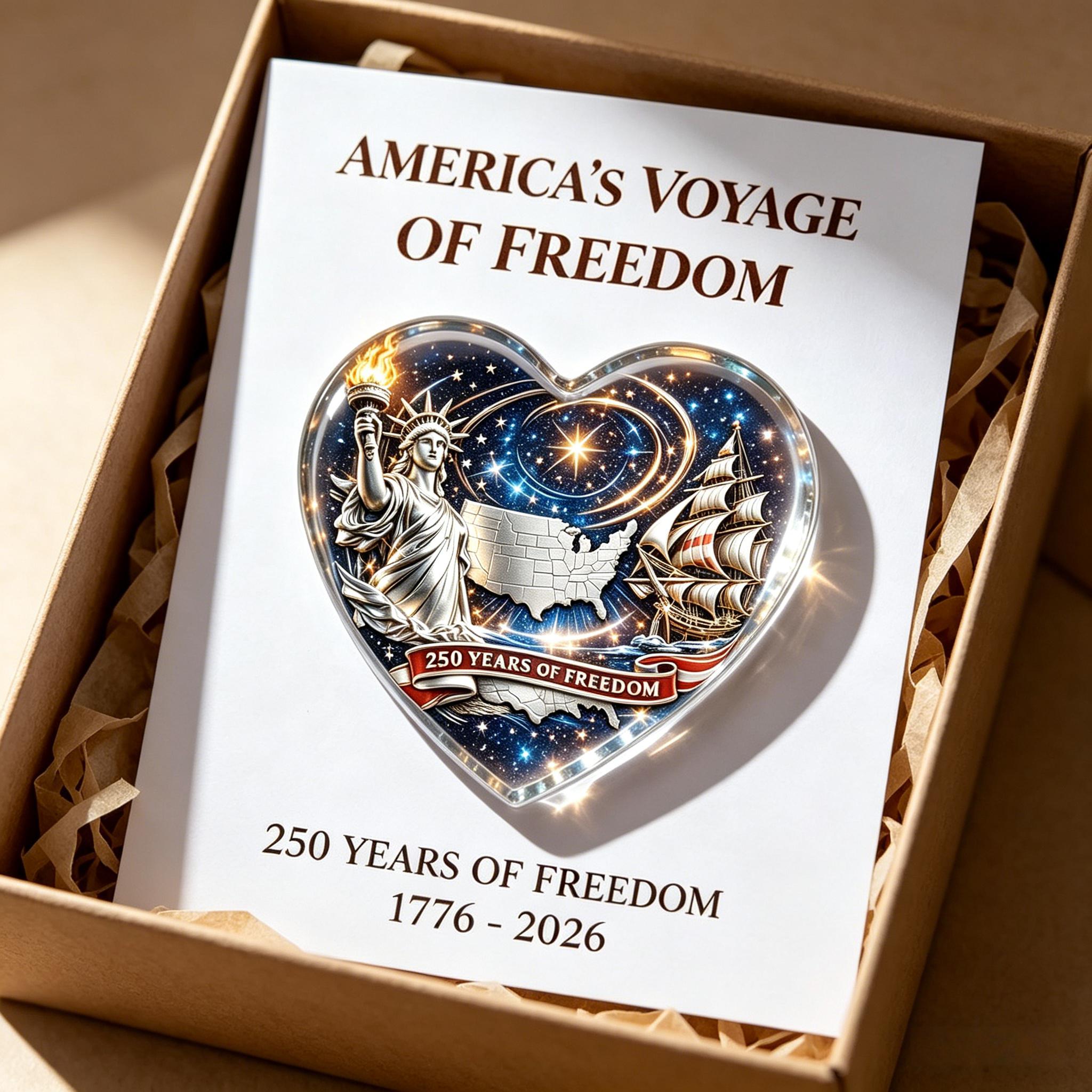 America's Voyage ofFreedom 250th AnniversarHeart Keepsake