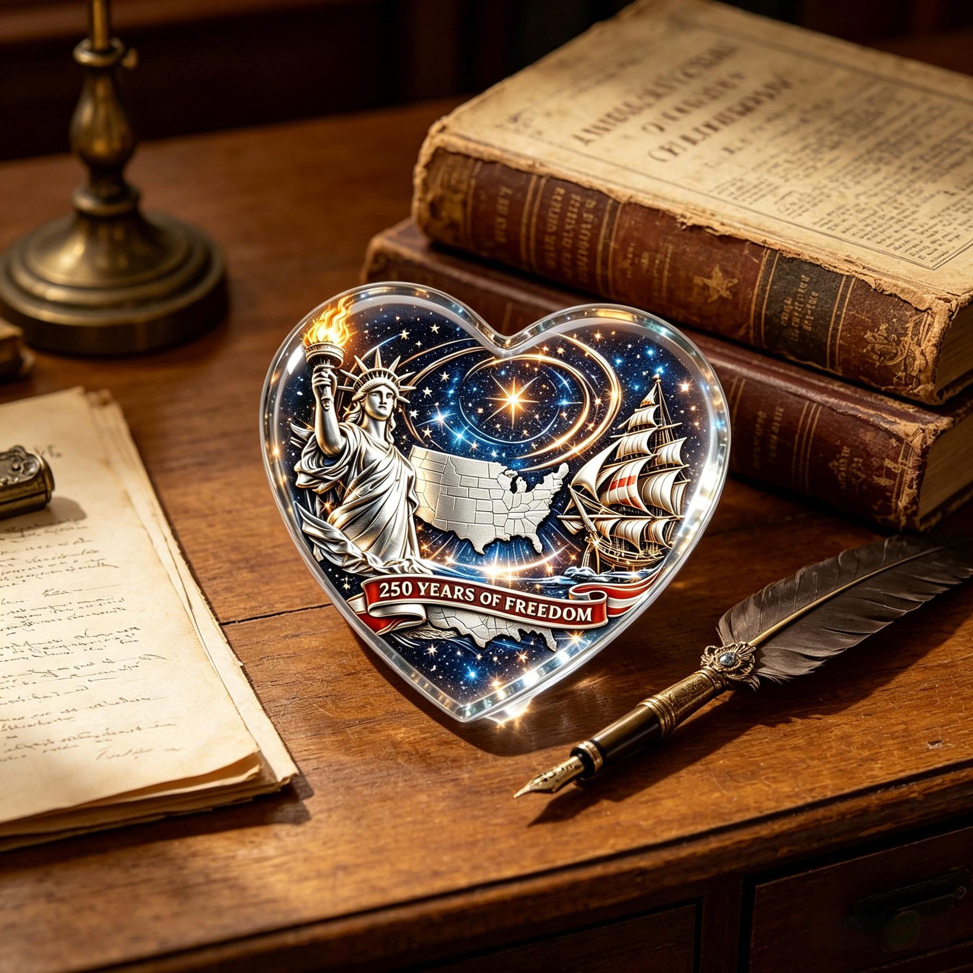 America's Voyage ofFreedom 250th AnniversarHeart Keepsake