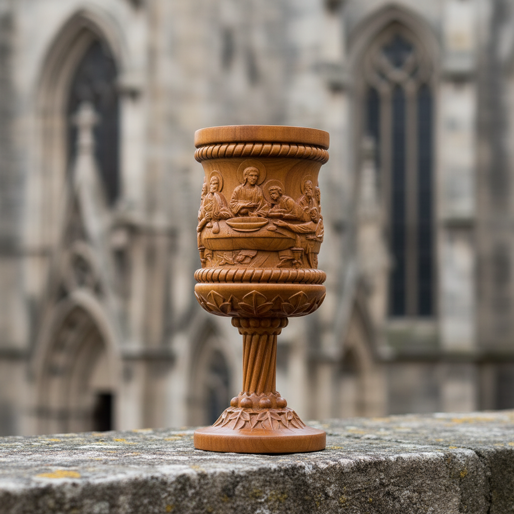Boxwood "Last Supper" Chalice Hand-Carved Communion Cup | Eternal Symbol of Redemption & Fellowship