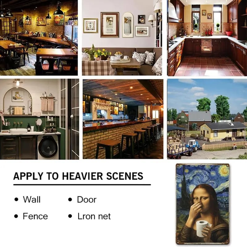 👃 Funny Mona Lisa Bathroom Sign – "Stinky" Da Vinci Metal Art – 8x12" Hilarious Toilet Wall Decor 🎨