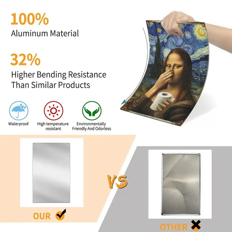👃 Funny Mona Lisa Bathroom Sign – "Stinky" Da Vinci Metal Art – 8x12" Hilarious Toilet Wall Decor 🎨