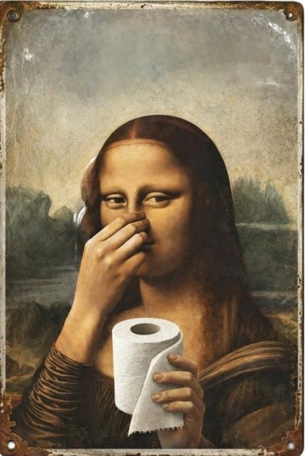 👃 Funny Mona Lisa Bathroom Sign – "Stinky" Da Vinci Metal Art – 8x12" Hilarious Toilet Wall Decor 🎨