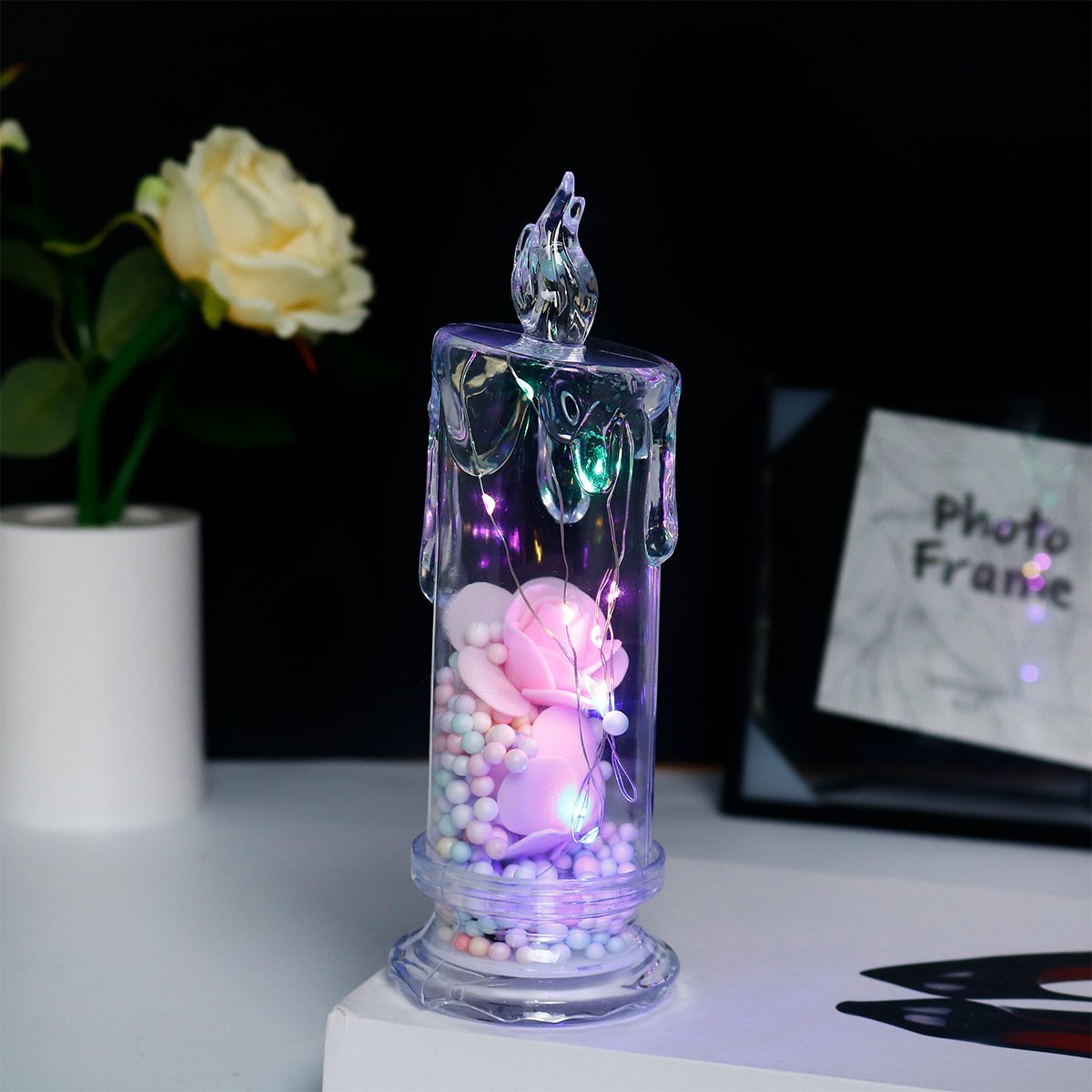 🔥HOT SALE 49% OFF🌹Realistic Rose Candle Lights — Battery-Powered, Smoke-Free LED Roses for Home Decor, Weddings, Parties & Gifts ✨