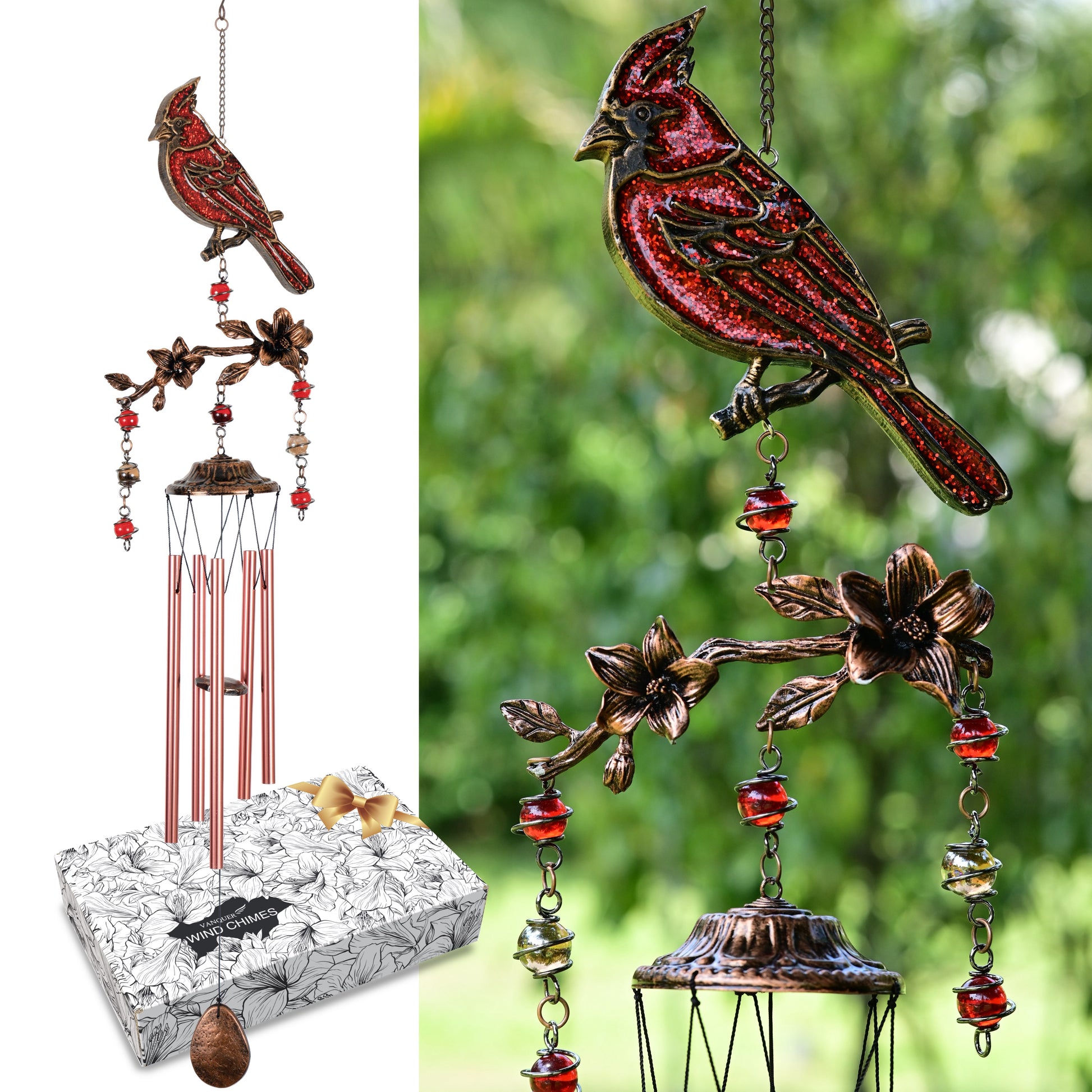 Cardinal Wind Chimes Gift for Mom 