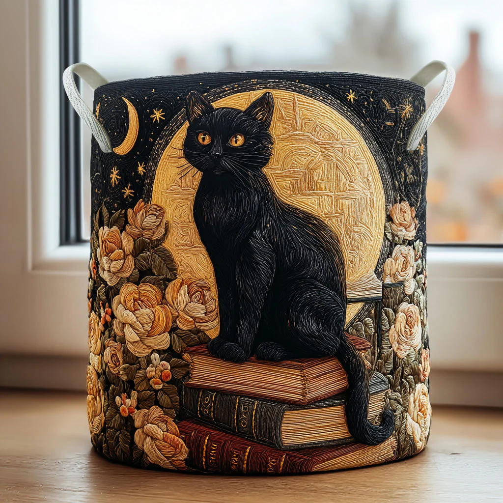 Sleeping Books Quilted Laundry Basket
