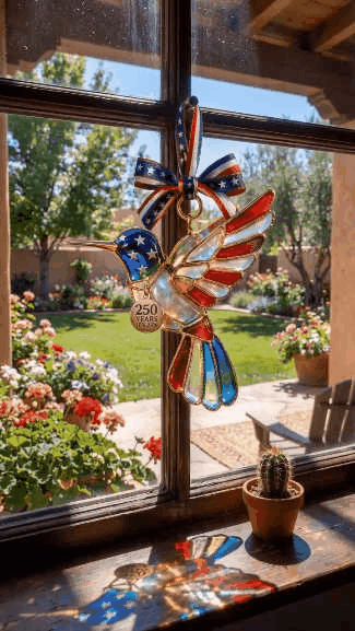America 250th Anniversary Patriotic Hummingbird Ornament