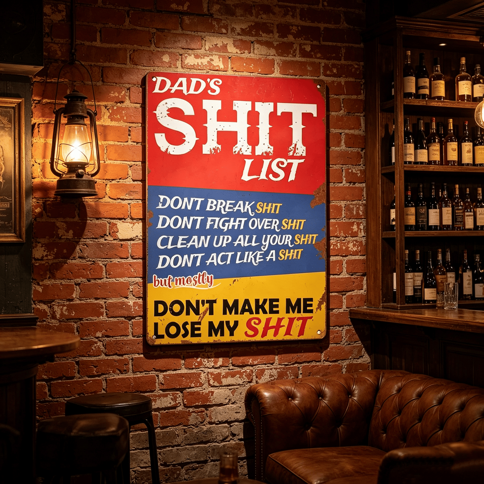 🔥LAST DAY 50% OFF - 🎯Dad's Shit List Vintage Tin Sign – The Ultimate Funny Dad Gift & Garage Decor!🛠️
