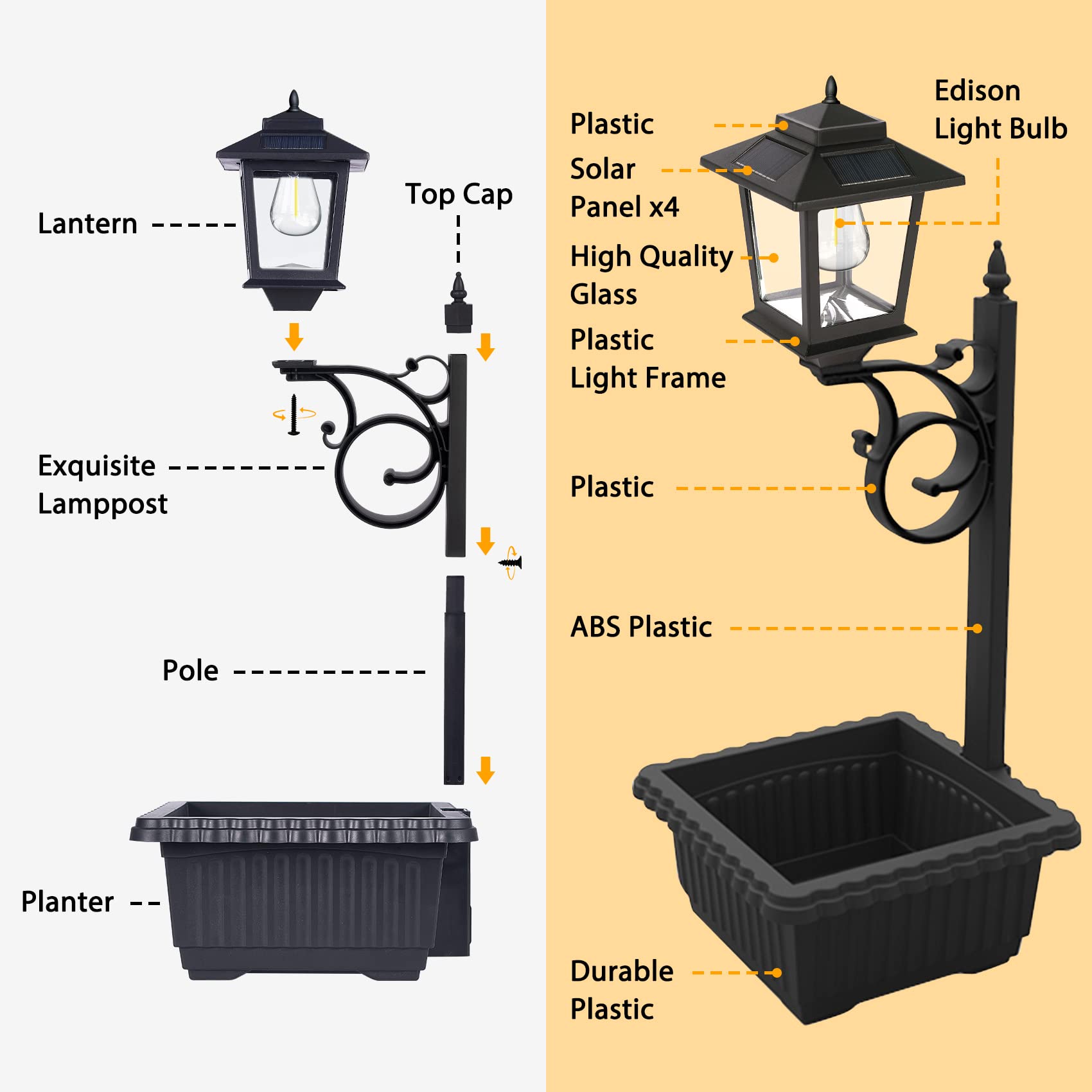 Solar Lamp Post with Planter