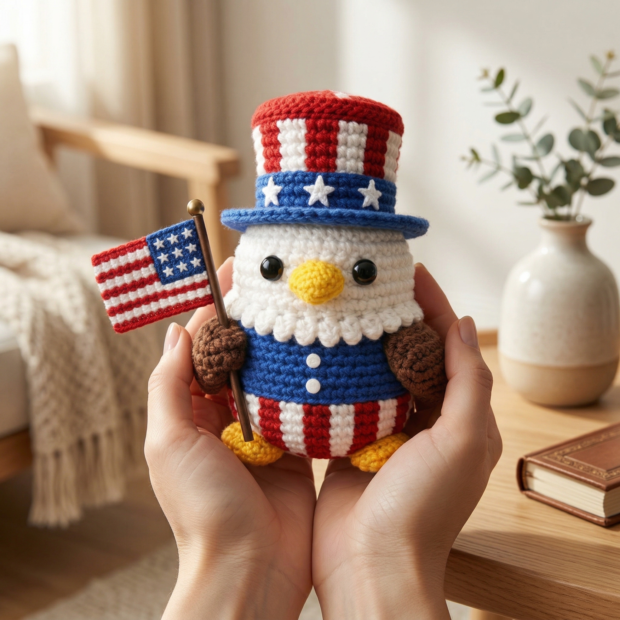 🔥Last Day 49% OFF-Patriotic Crochet Eagle with USA Flag