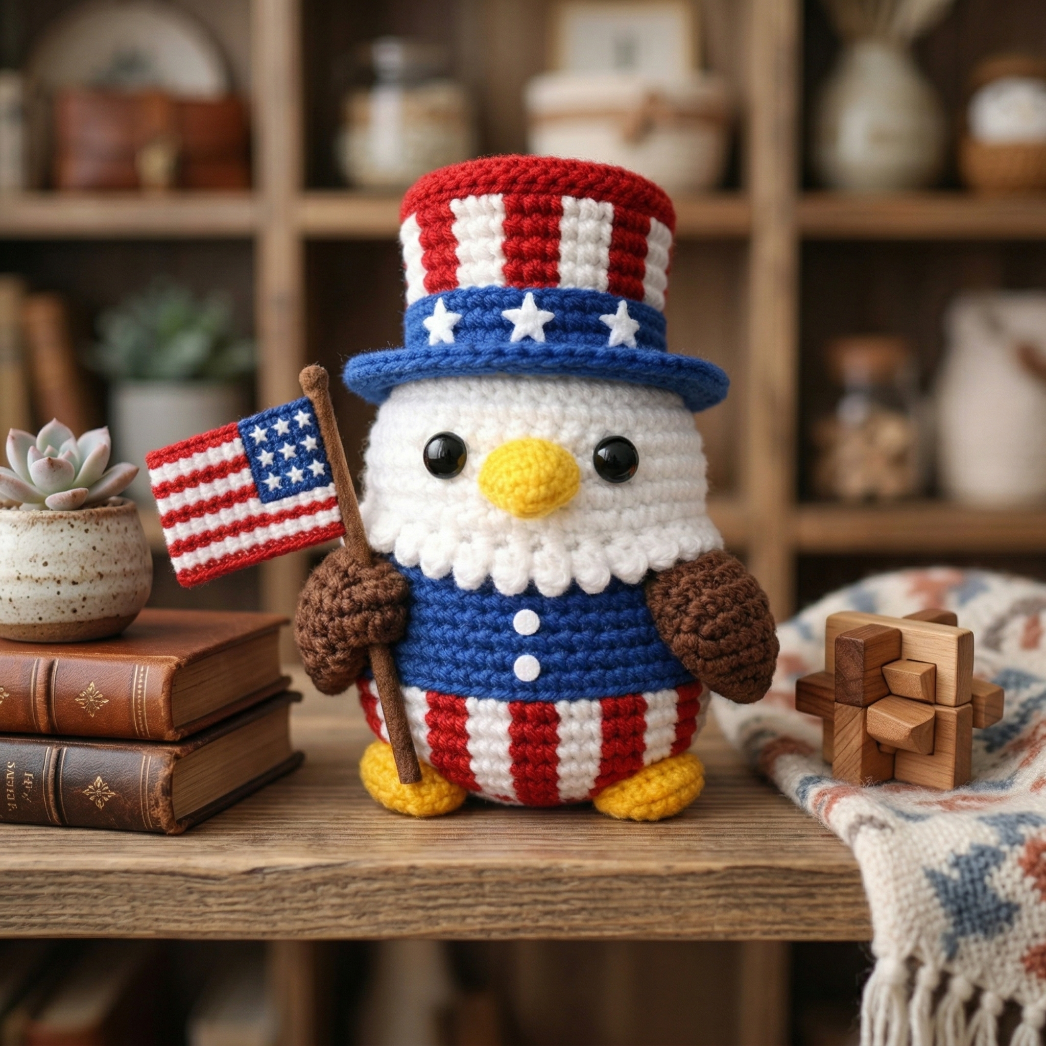 🔥Last Day 49% OFF-Patriotic Crochet Eagle with USA Flag