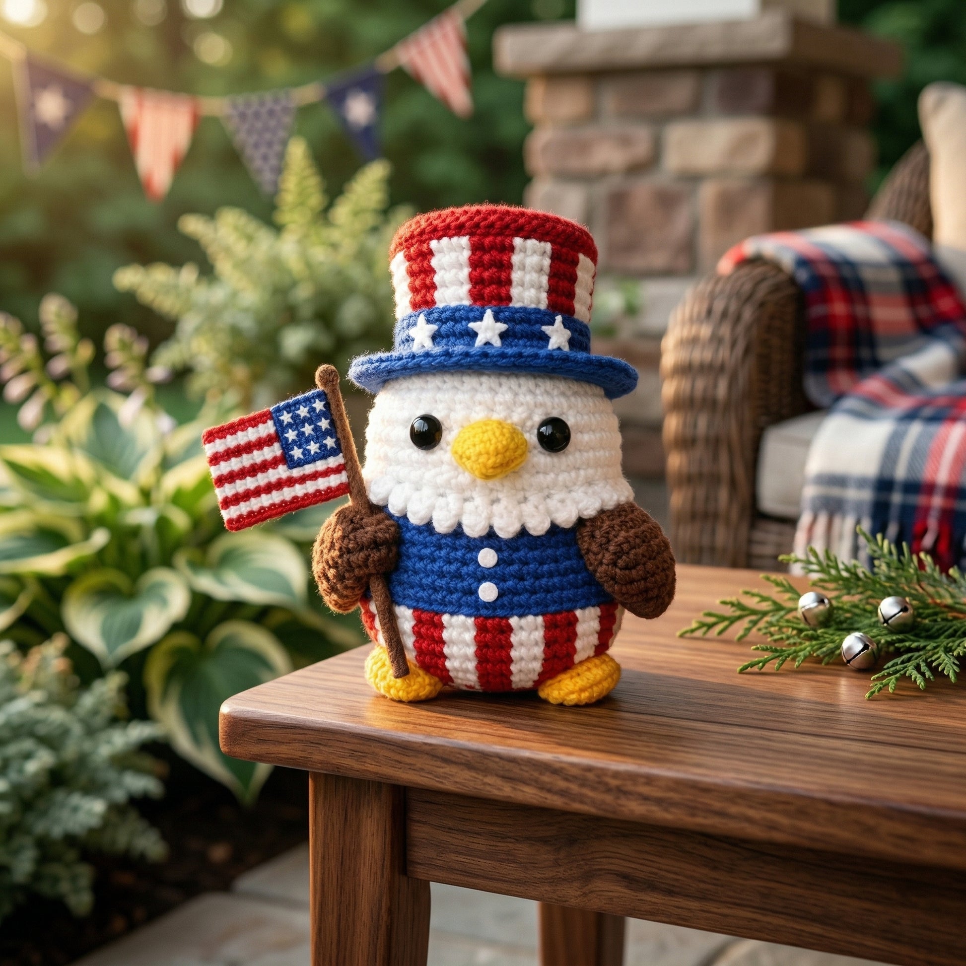 🔥Last Day 49% OFF-Patriotic Crochet Eagle with USA Flag