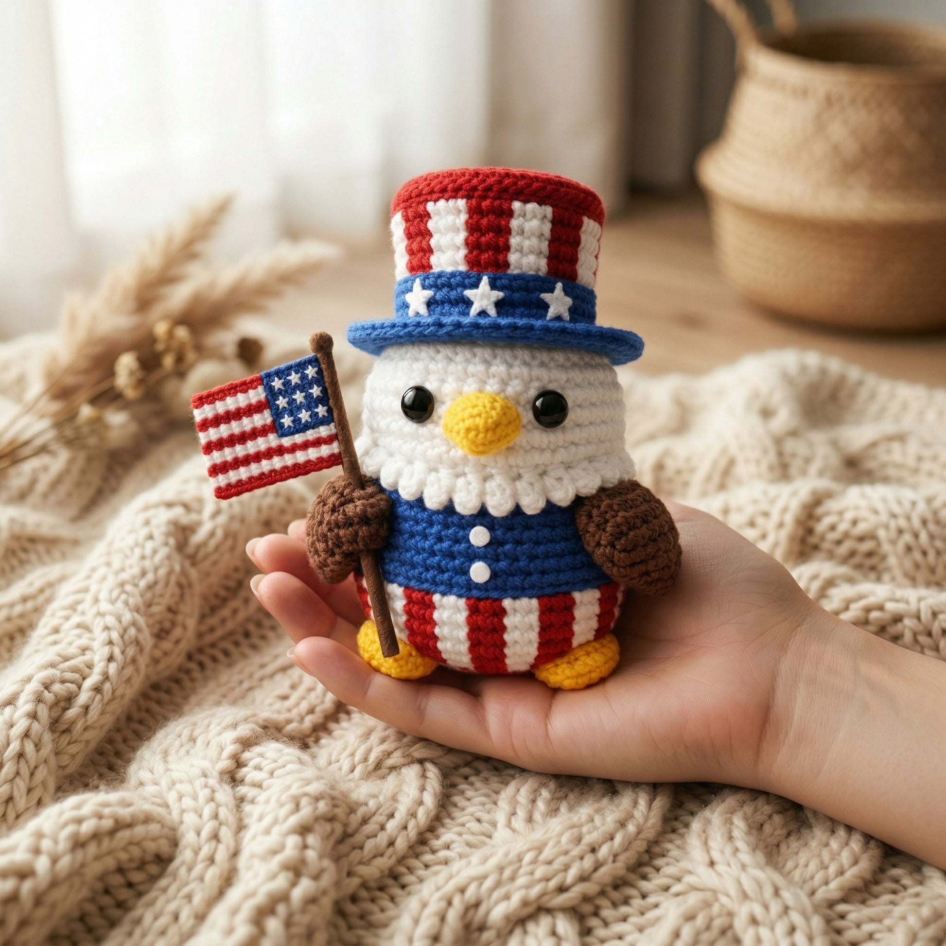 🔥Last Day 49% OFF-Patriotic Crochet Eagle with USA Flag