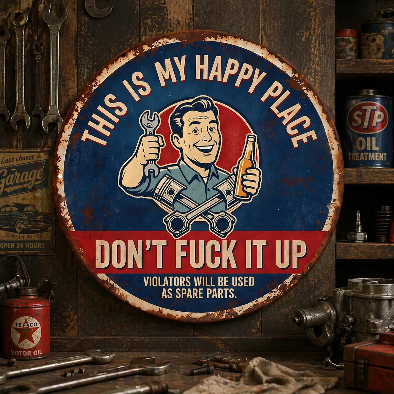🔩🔧This Is My Happy Place Metal Tin Sign