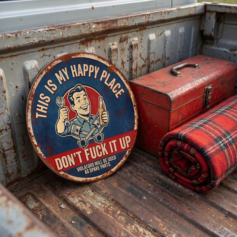 🔩🔧This Is My Happy Place Metal Tin Sign