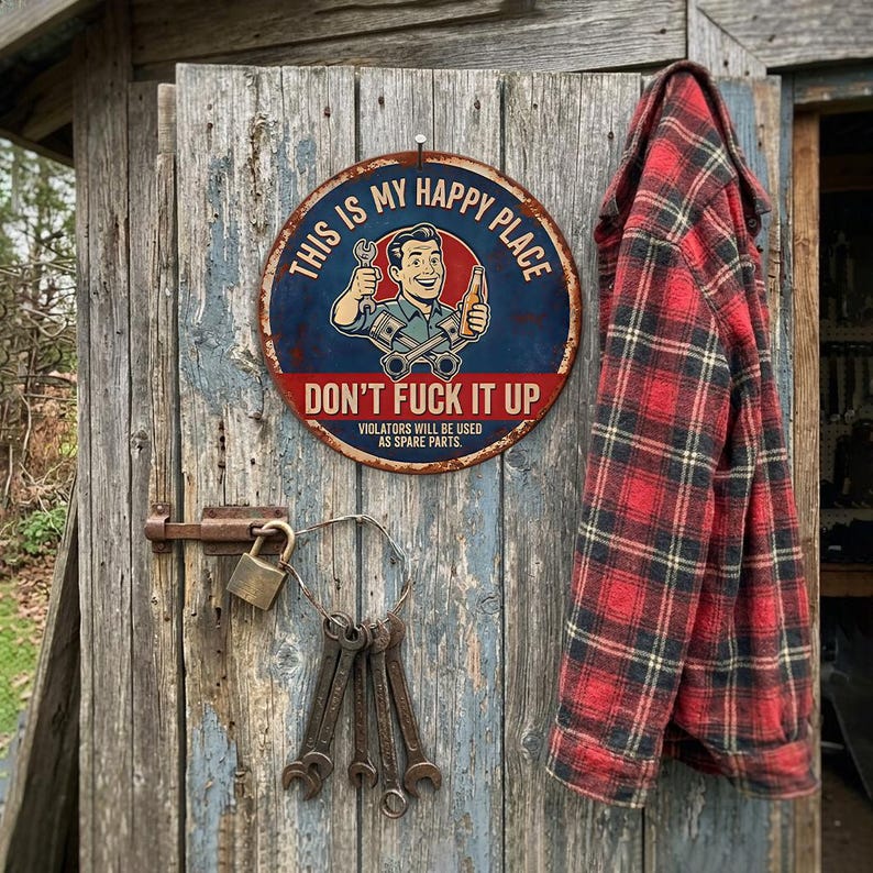 🔩🔧This Is My Happy Place Metal Tin Sign